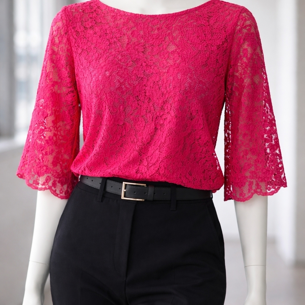 Alfani Fuchsia Lace Blouse